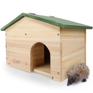 WILDLIFE HOME Maison pour hérisson en bois résistant à l'hiver avec sol et toit à pente résistant aux intempéries I Mangeoire pour hérisson I Protection pour chat Hérisson Quartier d'hiver pour le (Görges Naturpharma GmbH, neuf)