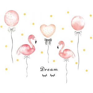 BESTonZON 1 Pc stickers ballon flamant rose stickers muraux fille chambre des filles papier peint rose fond d'&eacute;cran sticker mural maison animal Autocollant mural d&eacute;corations appliqu&eacute; (Do more with less, neuf)
