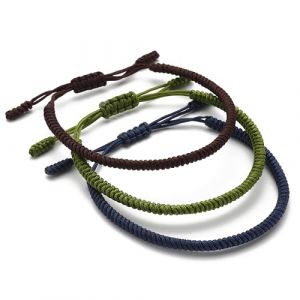 LUCKY BUDDHIST - 3 bracelets porte-bonheur tibétains + cadeau bouddhiste ! - Fait main. Ajustable à votre poignet. Pour hommes et femmes. Bracelets d'amitié en tissu tressé (Lucky Buddhist ?, neuf)