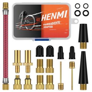 HENMI Embout Pompe Velo Ensemble, Tous Les Adaptateurs Valve Vélo, Embout Gonflage Velo avec Boîte de Tri, Adaptateur Pompe Velo Raccord Pompe, Embout Gonflage Ballon et Adaptateur Valve Compresseur (DECEU, neuf)