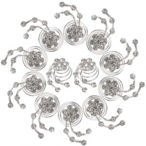 ELAYARD Lot de 12 Épingles à Cheveux Spirale Argentées Ornées de Strass Accessoires de Coiffure Décoratifs pour Femmes Bijoux de Cheveux pour Mariée pour Mariage et Fêtes (Heyyii, neuf)