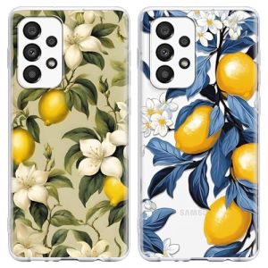 Phoona 2 Pièces Coque pour Samsung Galaxy S23 Ultra 5G 6,8'', Citron Étui Souple TPU Aesthetic Motif Paillette Dessin Fine Transparente Housse de Antichoc Anti-Rayures Silicone Cover pour Fille,20 (EUROJADIS EU, neuf)