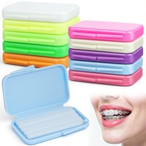 AUYAO 10 Bo&icirc;tes Cire Orthodontique, 50 Bandes de Cire pour Accolades avec Outil de Coupe, Cire Protectrice, Cire Dentaire pour Soulager les Douleurs des Appareils Dentaires, 10 Parfums de Fruits (Yadark, neuf)