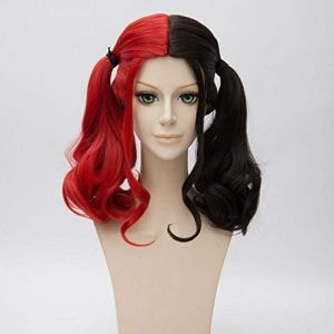 GUANBBD Perruque de cosplay Harley Quinn Squad Cosplay Perruque synthétique pour femme Deux queues de cheval dorées Costume Chapeau 1 (GUANBAIJI1982, neuf)