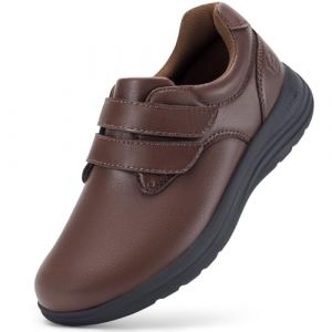 FitVille Chaussure Diabetique Femme Extra Large Chaussures Cuir Confort Chaussures Orthopédiques Scratch Chaussures de Marche Pieds Sensibles pour Pieds Gonflés châtaigne 39 EU Large (Pengxia_FV, neuf)