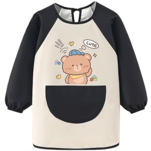 Zuipwpt Tablier Peinture Enfant 3-8 Ans,Blouse Enfant Peinture avec Poches,Imperméable Tablier Enfant pour École,Peinture,Cuisine,Pour 3 4 5 6 7 8 Ans Garçon Fille (Grizzly-xin) (JOIN POPULAR LTD3, neuf)