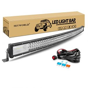 SKYWORLD 127 cm 648W Barre led incurv&eacute;e avec 12V faisceau de c&acirc;blage kit, Rampe Longue port&eacute;e Barre lumineuse led pour Offroad V&eacute;hicules Voiture camions SUV UTE ATV, 6000K feu antibrouillard (SKYWORLD-EU, neuf)
