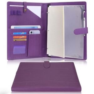 Wonderpool Porte-documents en Cuir A4 Padfolio Anneaux Planchettes &agrave; pince Classeur Ramovible avec Portebloc Notes et Organiseur Multi-poches pour Bureau Conf&eacute;rence R&eacute;union et Travail (Violet) (Wonderpool eu, neuf)