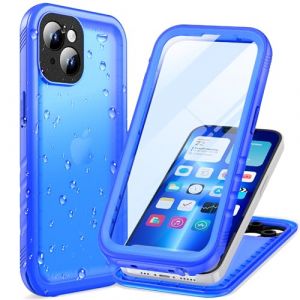 Cozycase Coque iPhone 14 Étanche Antichoc - 360 degres Incassable Militaire Rigide Intégrale Case/Bumper/Housse ?IP68 Waterproof/Imperméable? Etui Anti Choc Eau avec Protection Camera - Bleu (Glfenge, neuf)