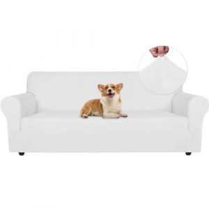 Ystyle Housse de Canap&eacute; en Velours, Housse de Canape 3 Places, Housse pour Canap&eacute; Extensible, Universelle Sofa Cover avec Accoudoirs, Protection Canap&eacute; Chat Chiens Griffures, Blanc (YSTYLE HOME, neuf)
