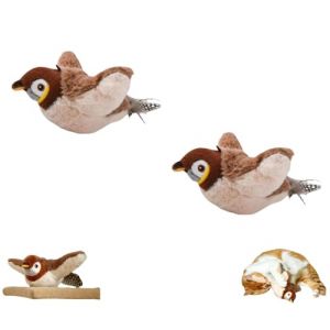 Jouet Oiseau pour Chat,Jouet Chat Oiseau Qui Bouge,Bird Flapping Chirping Cat Toy,Interactif Oiseau Volant pour Chat,Ouets Oiseau pour Chats D'intérieur Peluche Sparrow Activés Au Toucher (2PCS) (Furcalos, neuf)