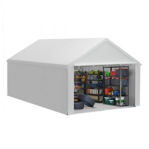 FIVMEN Abri de jardin 24 m&sup3; - En poly&eacute;thyl&egrave;ne - Avec parois lat&eacute;rales amovibles - R&eacute;sistant &agrave; l'hiver - Pour outils de jardin, moto, v&eacute;lo - Blanc (WurenHome, neuf)