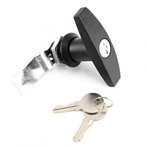 Kuuleyn Serrure de poignée en T, Fixation arrière Serrure de poignée en T boîte à Outils Serrure de Porte de Garage avec clés adaptées pour auvent de Caravane de remorque(Noir) (Karsew, neuf)
