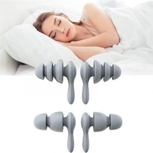 2 Paires Bouchons d'Oreille pour Dormir, 40 dB à Réduction de Bruit Agréable à Porter 3 Couches Silicone Boules Quies avec Boîte de Rangement pour Ronfler, étudier, Voyager, Concerts (Hiumiaoyo, neuf)