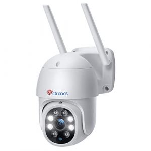 Ctronics PTZ Caméra de Surveillance WiFi Extérieure Caméra IP 1080P Détection Humaine Suivi Automatique Pan 355° Tilt 90° Audio Bidirectionnel Étanche IP66 Support P2P Slot Carte SD (Pas Zoom) (Jinglong Europe, neuf)