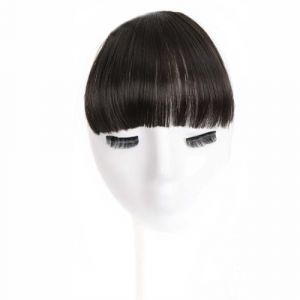 Frange Clip de Morceau de Cheveux en Frange-Fausse Frange Pince à Cheveux Brun Foncé Clip sur Frange Vrais Cheveux Humains Rideau d'air Frange pour Femmes Clips Frange Extensions de Cheveux Frange C (binzhoshifaguangshangmaoyouxiangongsi, neuf)