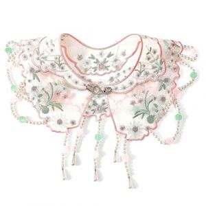 DINSOAVR Cravates, faux cols, enfants filles chinoises antiques vintage broderie fleur châle Wrap perles faux col écharpe robes boléros (guangzhoujucikejiyouxiangongsi, neuf)