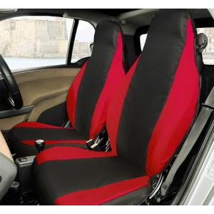 Rebeca Shop® Housses de siège avant compatibles pour Smart Fortwo, première, deuxième et troisième séries, W450 W451 W453, lot de 2 housses (noir/rouge, sans logo) (Rebecashop, neuf)