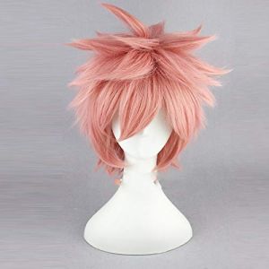 Fairy Tail Etherious Natsu Dragneel Cosplay Wig Pink Short Straight Man Women Costume Role Play Wig Halloween Christmas Party CS-011C (good stuff A, neuf)