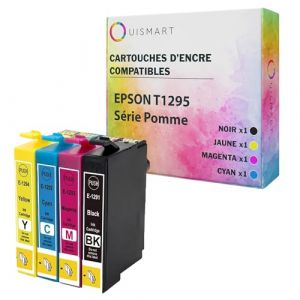 OuiSmart&reg; T1295 4 Cartouches compatibles Epson T1295 129XL T129 T1291 T1292 T1293 T1294 (S&eacute;rie Pomme) pour Imprimante Stylus (SmartParts, neuf)