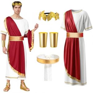 Costume Romain pour Homme, Costume de Dieu Grec pour Homme avec Toge Romain, Bandeau d'osmanthus, Bandouli&egrave;re, D&eacute;guisements de Carnaval pour Adultes, Costume Romain pour F&ecirc;tes Carnaval Halloween (XL) (CRSTREAM, neuf)