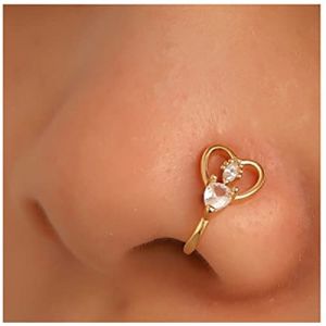 Cimenexe Anneau De Nez En Cristal Punk Or Love Heart Non Piercing Anneau De Nez En Cz Anneau De Nez En Coeur Creux Anneau De Nez En Strass Anneau De Nez En Coeur Bijoux Pour Femmes Et Filles Cadeaux (Cimenexe, neuf)
