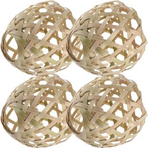 Beavorty 4 Pièces Mini Abat-Jour En Osier Tissé Lustre Abat-Jour Rotin Pendentif Lumière Couverture Pour Plafond Suspension Lampe Lampadaire (T Innovation·HX, neuf)
