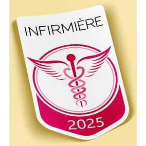SC ® - Sticker/Autocollant - Vignette Caducée 2025 - Infirmière - Type de Pose Vitrophanie* (S'applique sur Le Pare-Brise à l'intérieur du véhicule) (S-C, neuf)