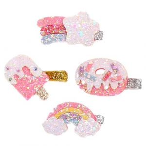 LOPUNER 4 Pièces Barrettes à Cheveux Scintillantes pour Garçon Fille Accessoires de Fête Colorés Forme de Glace et Parfaits pour Toutes Occasions (YayCh, neuf)