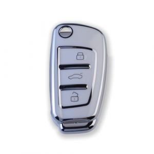 Coque pour cl&eacute; TPU RUXYAXFOL Compatible avec Audi A1, A3, A4, A5, A6, B6, B7, C5, C6, Q2, Q3, Q5, Q7, R8, RS3, RS4, RS6, S3, S4, S6, TT, Seat Exeo 3R, 2 pi&egrave;cesArgent Blanc (HONGGUYU, neuf)