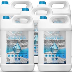 GiDeli Eau déminéralisée 5 x 5 l d'eau distillée pour fer à repasser, piles, refroidisseur, humidificateur, aquarium et laboratoire eau sans calcaire, inodore, claire (Posh Sp. z o.o., neuf)