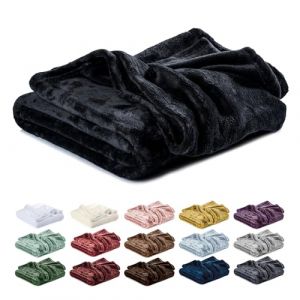 Lavea&reg; Plaid Polaire 270x240 cm King Size, Doux &ndash; Couverture Chaude en Microfibre Moelleuse pour Canap&eacute; et Lit, Respirante et Facile &agrave; Laver &ndash; Noir (B&D Textiles, neuf)