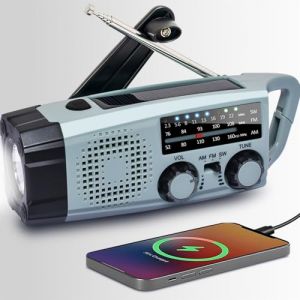 Radio Portable Urgence, Radio a Pile Rechargeable et Lampe Torche LED, Alarme SOS, Power Bank 2000mAh, Recharge par USB/Solaire/Dynamo, Radio AM/FM/SW pour Randonn&eacute;e, Camping et Kit de Survie (IPX5) (DaWang Tech, neuf)