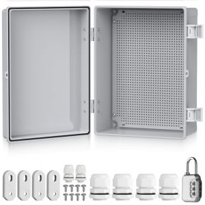 EYPINS Bo&icirc;tier &Eacute;lectrique &Eacute;tanche IP67 Ext&eacute;rieur en ABS &Eacute;pais 3mm Coffret de Jonction &Eacute;tanche avec Plaque R&eacute;sistant &agrave; 60kg Imperm&eacute;able pour Piscine, Jardin,Projets DIY (42*33.5*16.5cm-Non Transparent (eYpins-FR, neuf)