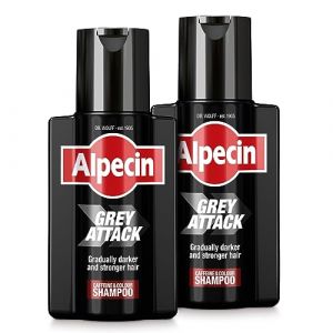 Alpecin Grey Attack Shampooing colorant à la caféine 2x200ml | Cheveux graduellement plus foncés et plus forts | Effet colorant contrôlé, naturel pour de cheveux moins gris |Prévient chute des cheveux (CorpoeCapelli, neuf)