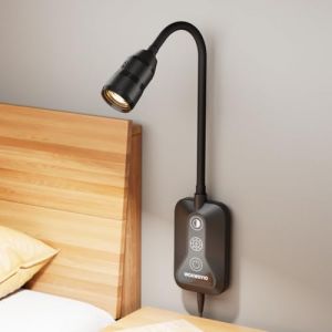 Liseuse murale avec détecteur de mouvement, lampe liseuse pour lit avec sortie USB, liseuse lampe de lecture à 5 couleurs et luminosité variable pour la chambre, liseuse LED avec col de cygne flexible (XCCX-EU, neuf)