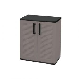 INTEC - Armoire Basse de Rangement 2 Portes Gris Anthracite 68x37x84 cm &ndash; Meuble Polypropyl&egrave;ne Recycl&eacute; pour Garage, Jardin, Buanderie &ndash; R&eacute;sistant Eau & UV (Univers Du Pro, neuf)
