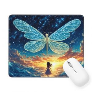 Tapis de Souris Gamer 220 x 180 mm Tapis de Souris Libellule Tapis Souris Gaming Accessoire, Carr&eacute; Fille Mouse Pad avec Bords Surpiqu&eacute;s Imperm&eacute;able Antid&eacute; Rapante Mousepad, Cadeaux pour Femmes W-699 (Saweefog, neuf)