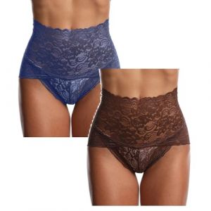 1/2PCS Culotte Femme Ventre Plat Sexy Dentelle Maille Transparente Femmes sous-V&ecirc;tements Grande Taille Taille Haute Culotte Culotte String Gainante Ventre Plat Culottes Sculptantes (SUNNSEAN, neuf)