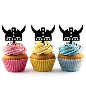 Viking Helmet G&acirc;teau Toppers De Mariage Joyeux Anniversaire Acrylique D&eacute;cor G&acirc;teau Cupcake Toppers pour G&acirc;teau Partie D&eacute;coration 10 Pi&egrave;ces (Innove Desire, neuf)