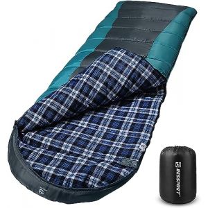 Bessport Sac de Couchage Température extrême -8-15°C Sac de Couchage Grand Froid, 3-4 Saisons Flanelle Sac de Couchage Hiver Léger Convient pour l'extérieur, Le Camping, Les Voyages (EU-KXX, neuf)