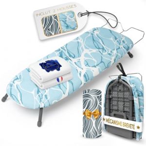 Homellence Petite Table A Repasser Pliable Compacte - Table Repassage Portable Voyage - Mini Planche A Repasser Pliable - 2 Housses Premium Incluses - Solution Gain de Place Maximale (Bleu) (Homellence, neuf)