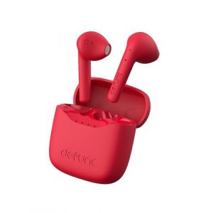 Defunc True Lite Rouge - &Eacute;couteur sans Fil Bluetooth 5.3 Hi-FI Son St&eacute;r&eacute;o, Contr&ocirc;le Tactile, Microphones Int&eacute;gr&eacute;s, 20 Heures Dur&eacute;e de Lecture, USB-C Charge, pour iOS et Android Telephone (Eurotronic, neuf)
