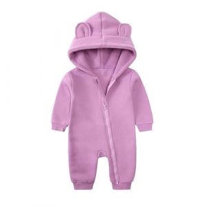 Alunsito Sweat à capuche pour bébé fille et garçon couleur unie manches longues fermeture éclair barboteuse body unisexe tenues d'automne et d'hiver 59 violet 0-3 mois (OukuyijiaEU, neuf)