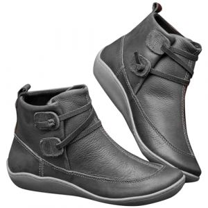Bottes de cheville en cuir pour femmes - Bottines courtes confortables avec lacets - Support d'arche classique - Bottes antid&eacute;rapantes - Bottes d'hiver et de trekking &agrave; enfiler - Semelles larges (quying829, neuf)