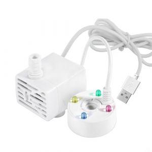 Puupaa Pompe &agrave; eau avec brumisateur USB 5 V pour fontaine &agrave; eau et fontaine &agrave; brouillard - Mini pour machine &agrave; brouillard MISTER pour Halloween, f&ecirc;te, jardin, rocaille, cour ext&eacute;rieure (blanc) (LineFoforME, neuf)