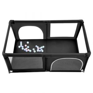 Parc Bebe Avec Tapis D'eveil, Parc pour Bébé de,Aire de jeux Portable pour Enfants avec Barrière de Sécurité Convient pour le Centre d'activités pour Enfants intérieur et Extérieur-180*120*66 cm-noir (Hechheu, neuf)