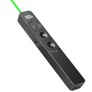 Hounisoo Présentateur, Présentateur Rechargeable, Télécommande PowerPoint Sans Fil 2,4 GHz, Télécommande de Présentation Verte pour Windows 7/8/10/11/Mac/Linux/Android/PowerPoint (dika-store, neuf)
