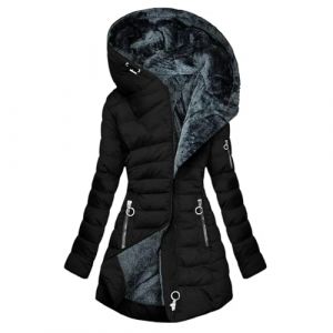 NSICBMNO Veste d'hiver pour femme, tailles grandes, veste matelass&eacute;e, manteau long rembourr&eacute;, vestes doubl&eacute;es en polaire, manteaux &agrave; capuche en fourrure, vestes en duvet, long manteau, trench chaud (NSICBMNO - IUsure, neuf)