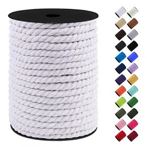 LEREATI Corde Macramé 8mm, 40m Fil Macramé Ficelle Corde Cordon Coton Naturelle, Grosse Corde Douce pour DIY, Porte Plante Mural, Jardin Décoration, Artisanat (Blanc) (LEREATI, neuf)